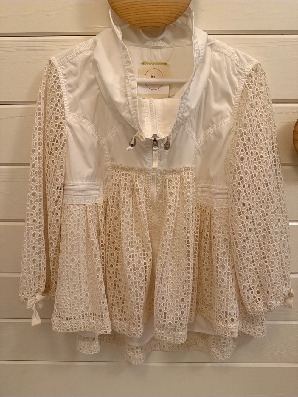 Heihei Breathable Boho Eyelet Windbreaker Swing Jacket LIKE NEW